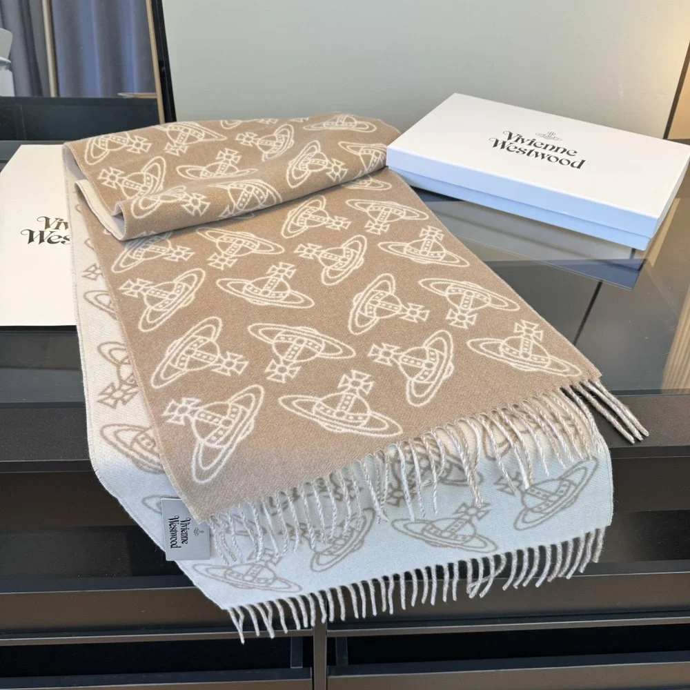 Vivienne Westwood khaki-colored logo-patterned scarf